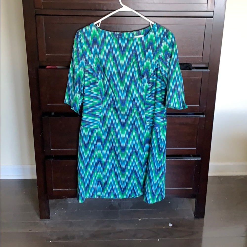 Green and blue dress